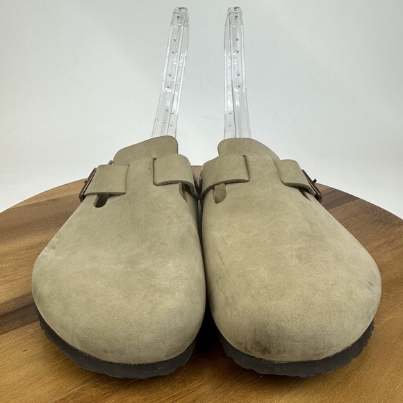 Mens Birkenstock Boston Soft Footbed Tan Nubuck Comfort Clogs Shoes Size EU 45 - Picture 3 of 8